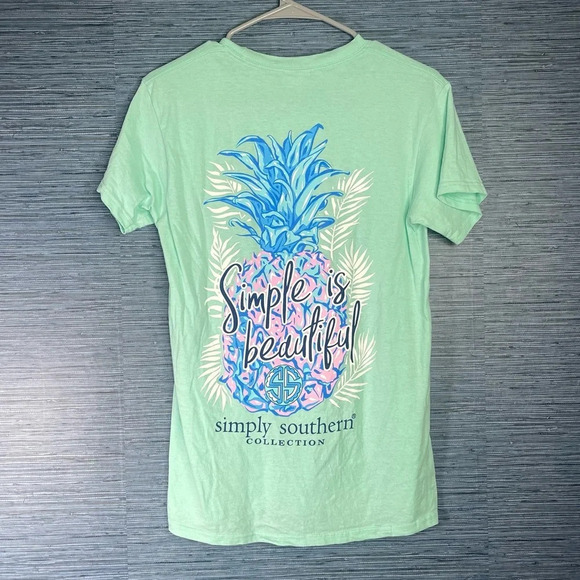 Simply Southern Turquoise Graphic Print Short Sleeve T-Shirt Tee Top Small - Picture 1 of 4